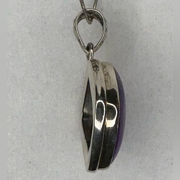 Sterling Silver & Charoite Stone Pendant - Picture 4 of 4